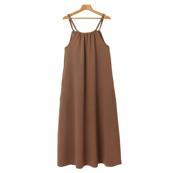 無袖露背連身裙_咖啡