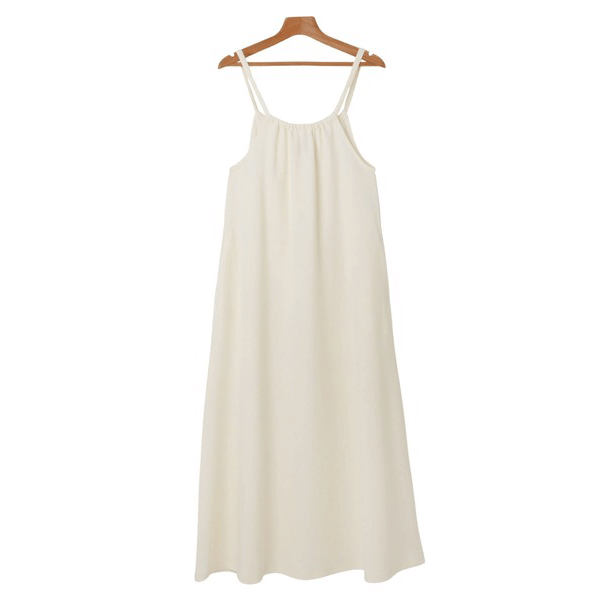 無袖露背連身裙_乳白