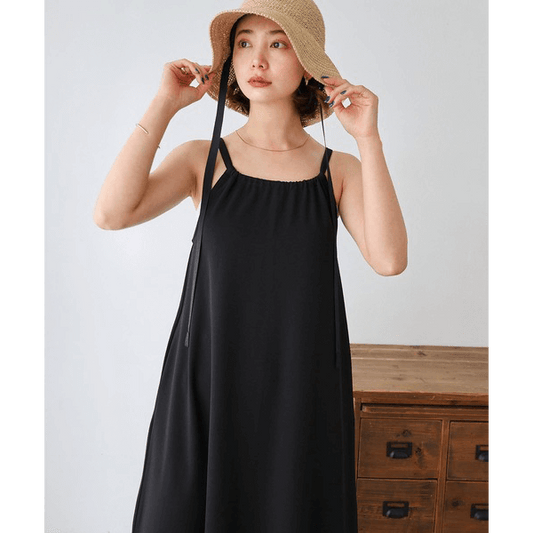 無袖露背連身裙_黑