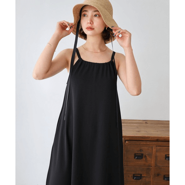 無袖露背連身裙_黑
