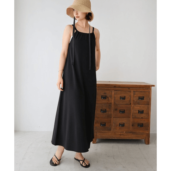 無袖露背連身裙_黑