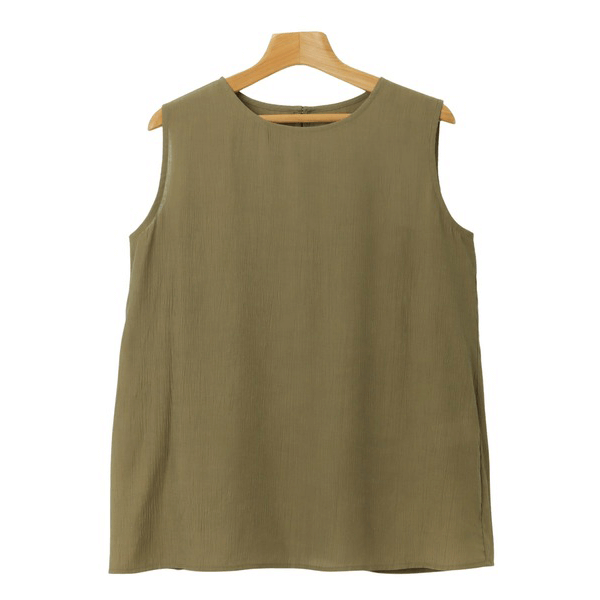 層次薄紗無袖襯衫_卡其色