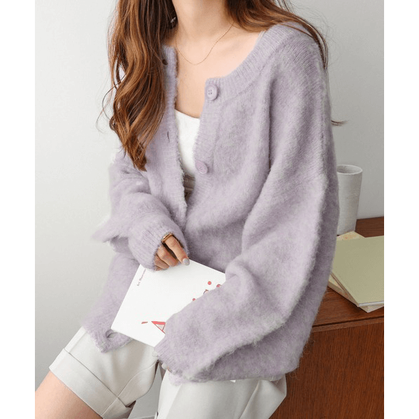 前後可穿2way毛針織開衫_薰衣草