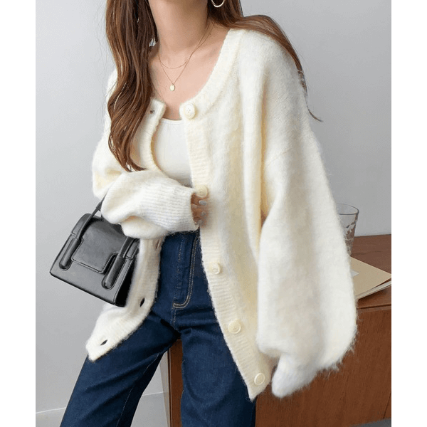 前後可穿2way毛針織開衫_白色