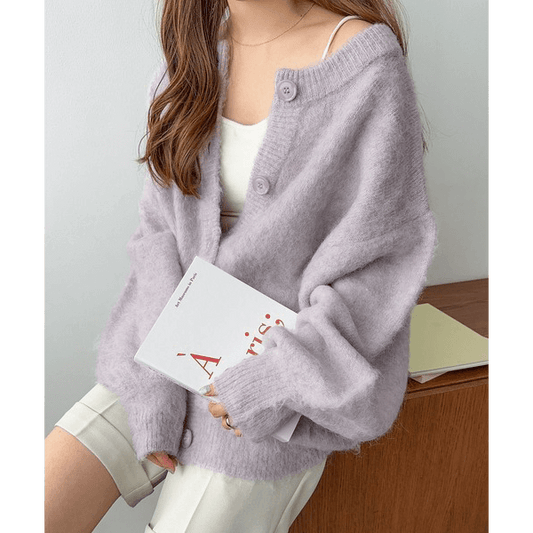 前後可穿2way毛針織開衫_薰衣草