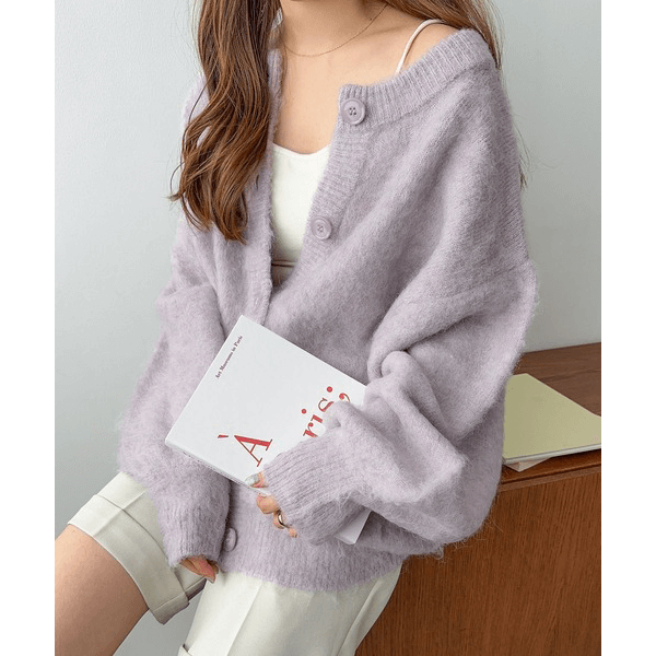 前後可穿2way毛針織開衫_薰衣草