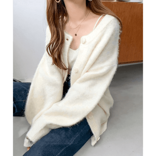 前後可穿2way毛針織開衫_白色