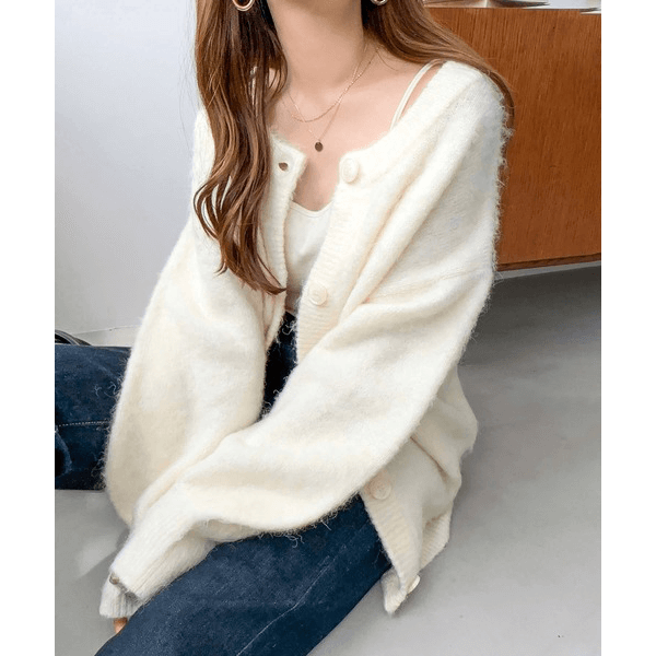 前後可穿2way毛針織開衫_白色