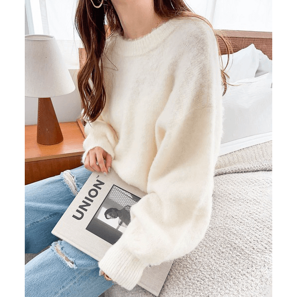 前後可穿2way毛針織開衫_白色