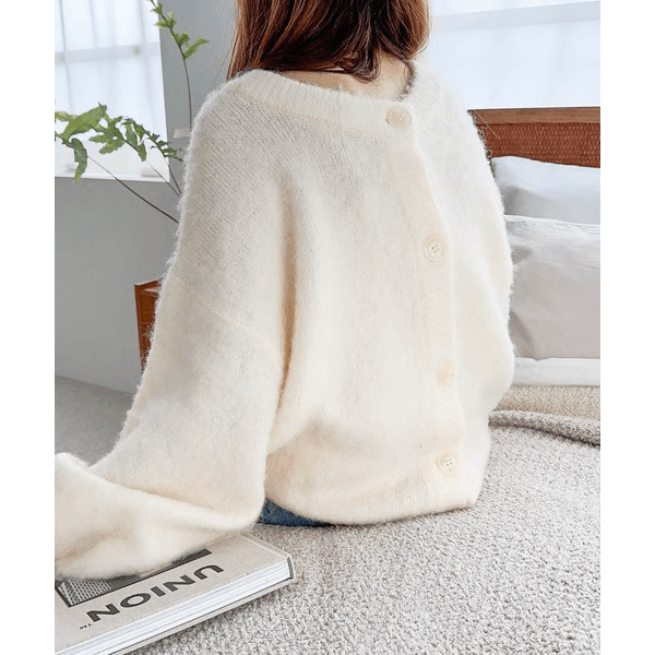 前後可穿2way毛針織開衫_白色